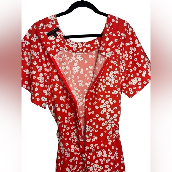 Banana Republic Red Floral Short Flutter Sleeve Mini Dress Size 14 - Picture 8 of 12